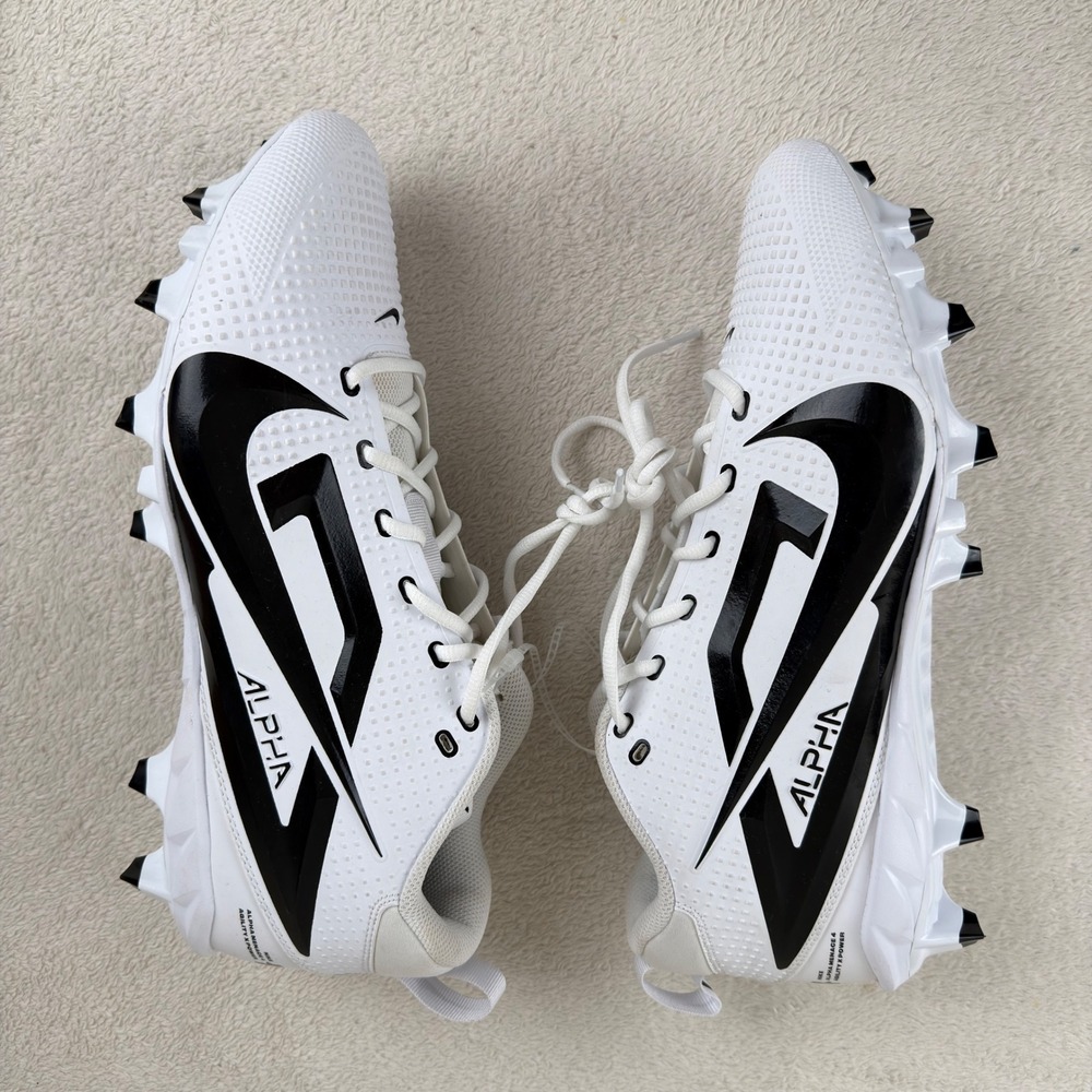 Nike Alpha Menace 4 Shark Football Cleats White Black FZ7703-101 Mens 13